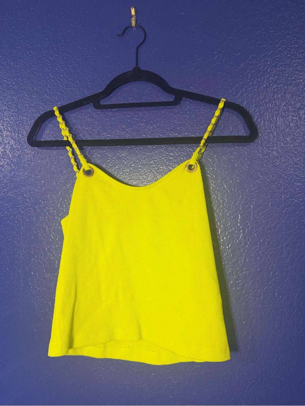 Bright Yellow Chain-Detail Women's Tank Top